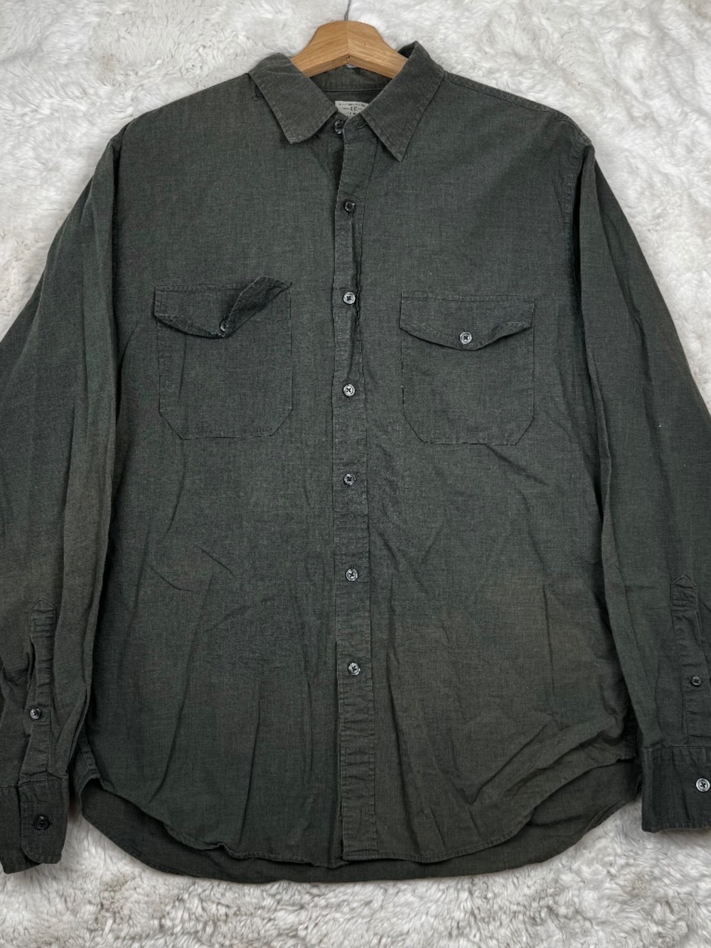 J. Crew 2 Ply 100% Cotton Button Up Long Sleeve Shirt Green Men's Large